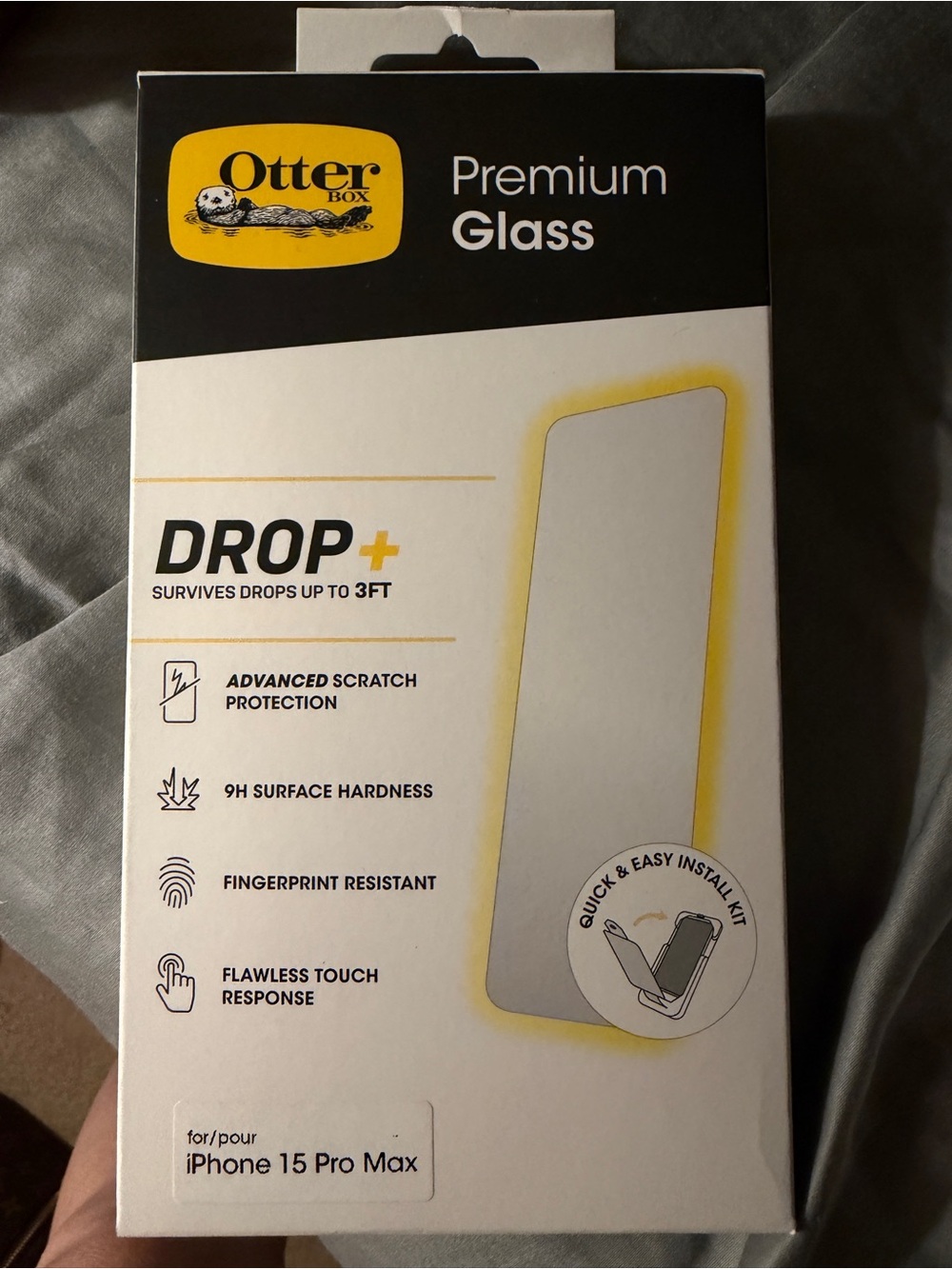 OtterBox Premium Glass Screen Protector - Clear, Yellow Accents